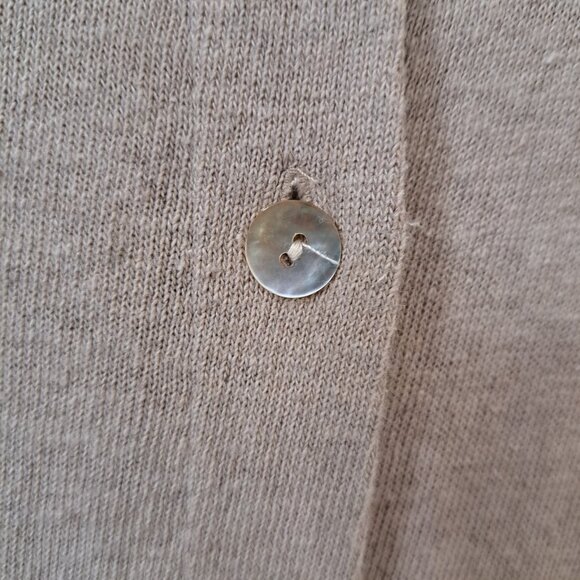 Tallbots Women's L Beige Linen Blend Button Front Maxi Dress Short Sleeves - Picture 5 of 10